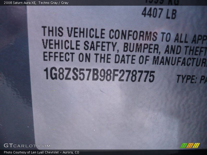 Techno Gray / Gray 2008 Saturn Aura XE