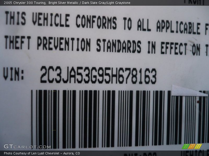 Bright Silver Metallic / Dark Slate Gray/Light Graystone 2005 Chrysler 300 Touring