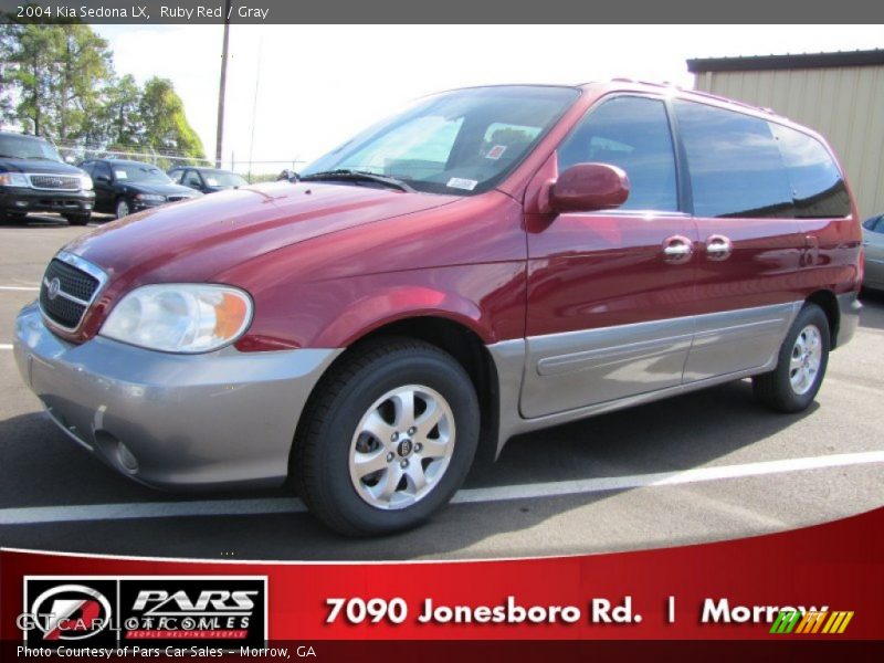 Ruby Red / Gray 2004 Kia Sedona LX