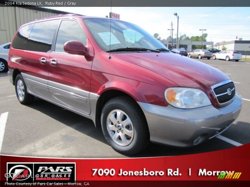 Ruby Red / Gray 2004 Kia Sedona LX