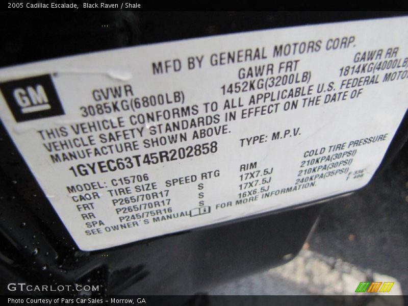 Black Raven / Shale 2005 Cadillac Escalade