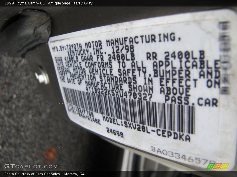 Antique Sage Pearl / Gray 1999 Toyota Camry CE