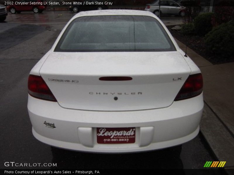 Stone White / Dark Slate Gray 2002 Chrysler Sebring LX Sedan