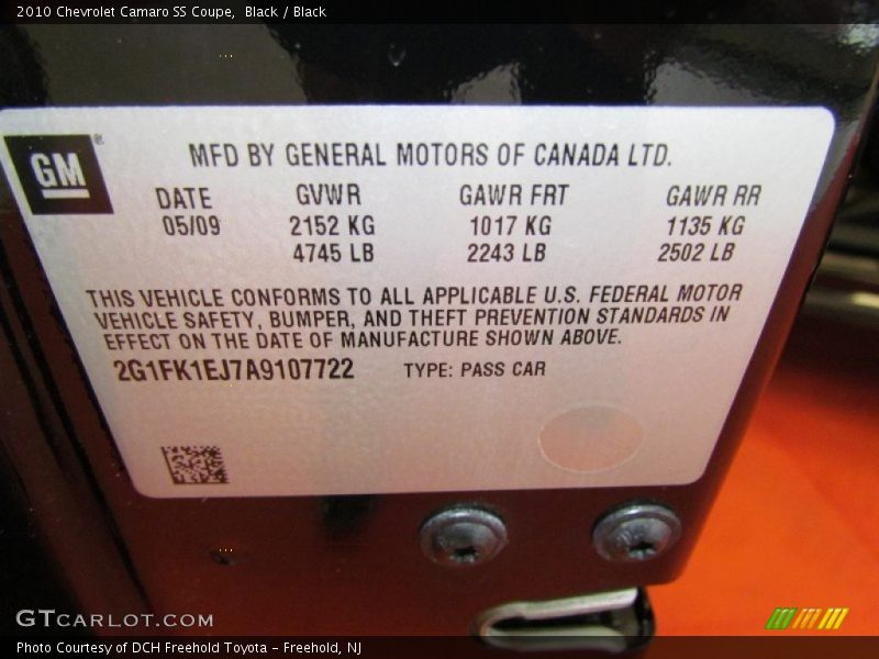 Black / Black 2010 Chevrolet Camaro SS Coupe