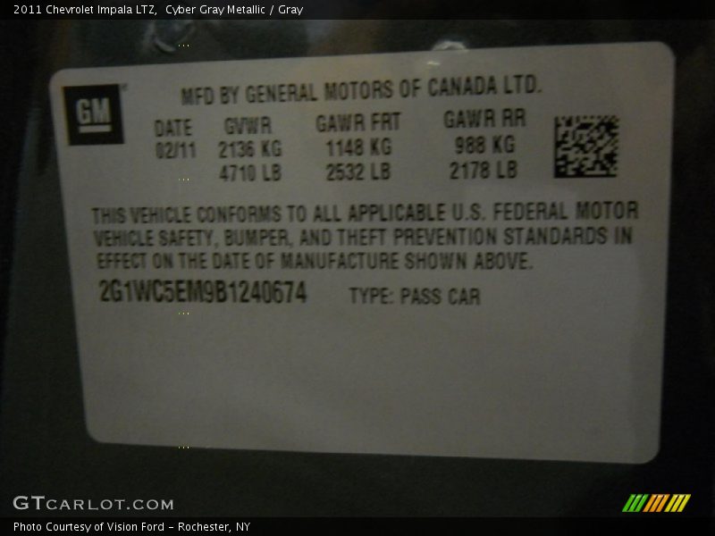 Cyber Gray Metallic / Gray 2011 Chevrolet Impala LTZ