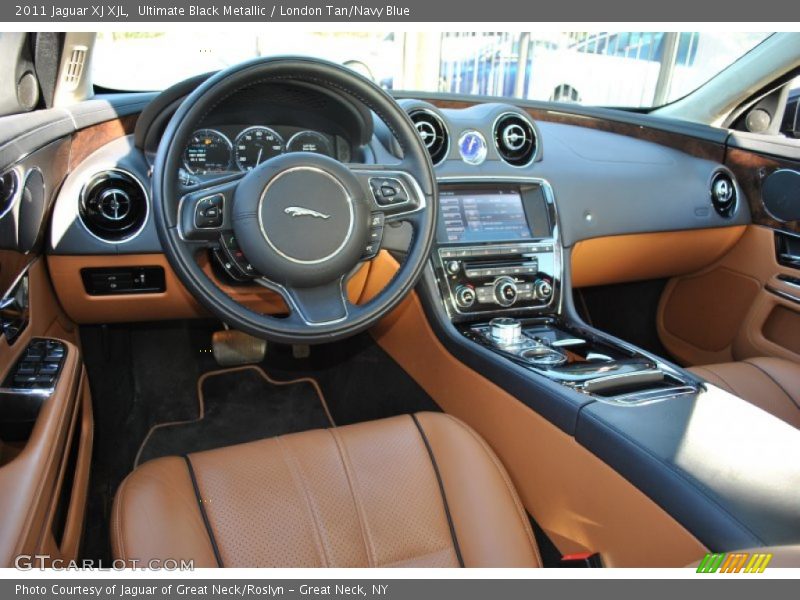 Ultimate Black Metallic / London Tan/Navy Blue 2011 Jaguar XJ XJL