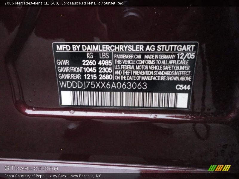 Bordeaux Red Metallic / Sunset Red 2006 Mercedes-Benz CLS 500