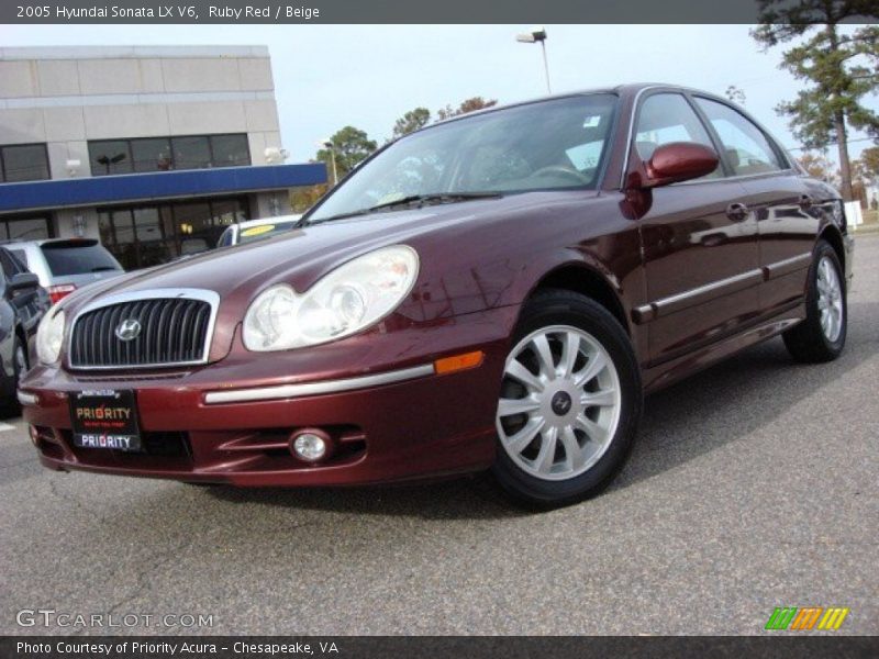 Ruby Red / Beige 2005 Hyundai Sonata LX V6