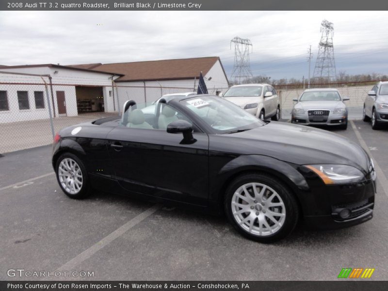 Brilliant Black / Limestone Grey 2008 Audi TT 3.2 quattro Roadster