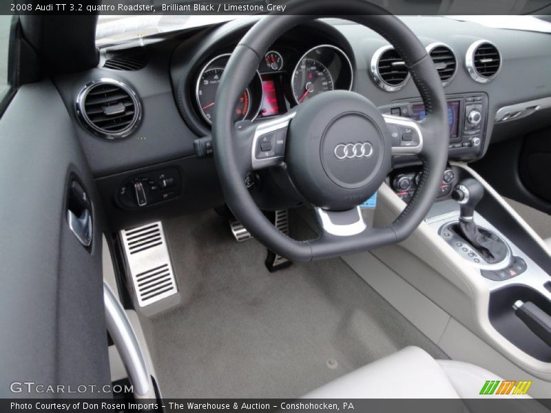 Brilliant Black / Limestone Grey 2008 Audi TT 3.2 quattro Roadster