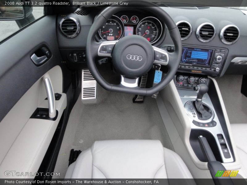 Brilliant Black / Limestone Grey 2008 Audi TT 3.2 quattro Roadster