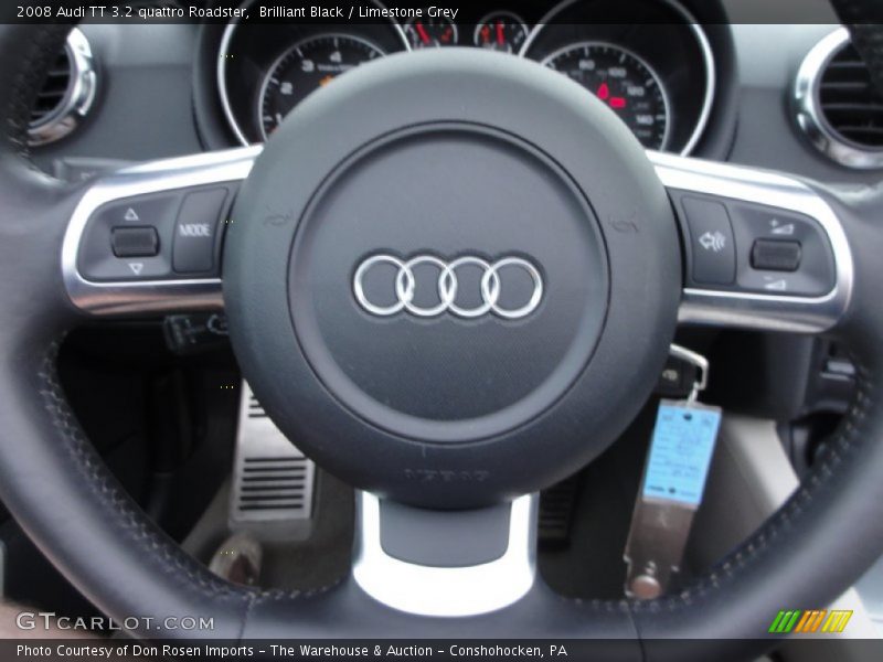 Brilliant Black / Limestone Grey 2008 Audi TT 3.2 quattro Roadster