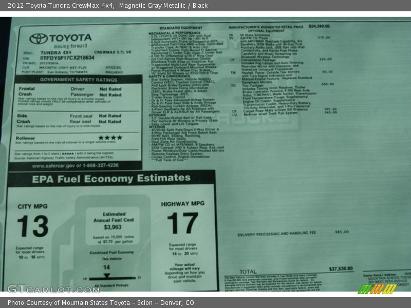 Magnetic Gray Metallic / Black 2012 Toyota Tundra CrewMax 4x4