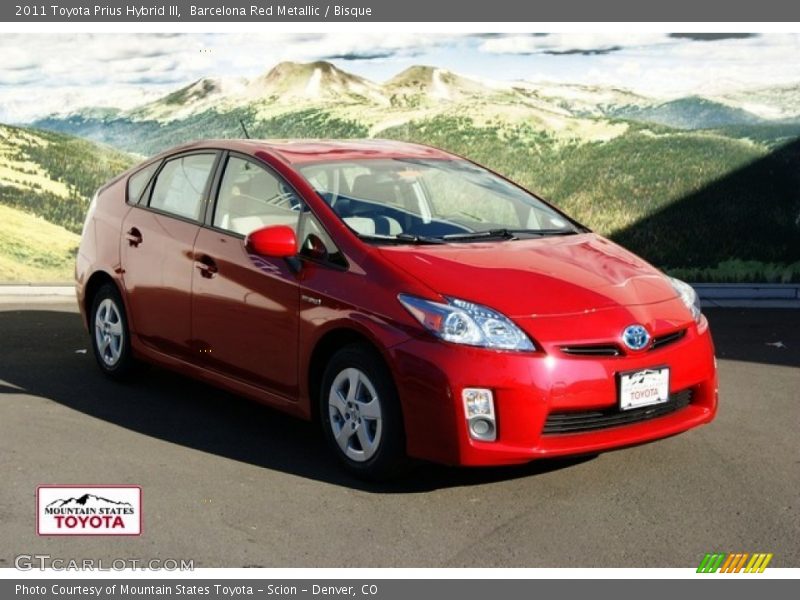 Barcelona Red Metallic / Bisque 2011 Toyota Prius Hybrid III