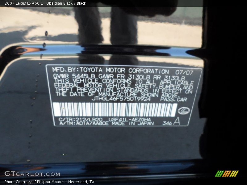 Obsidian Black / Black 2007 Lexus LS 460 L