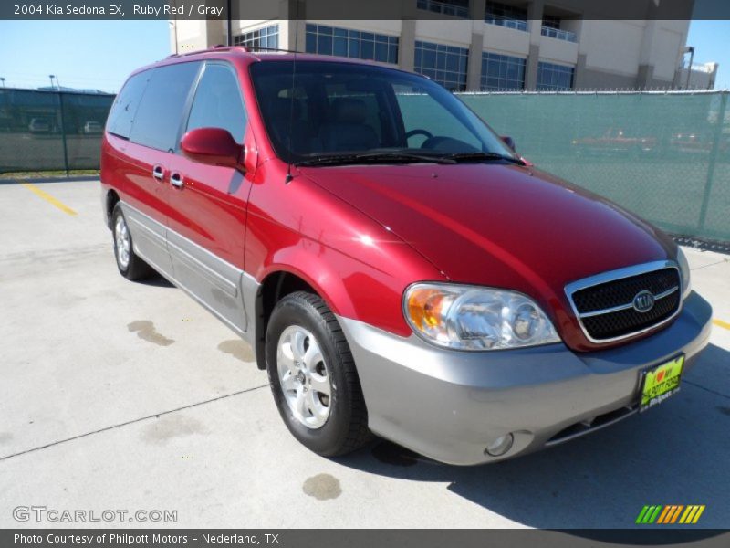 Ruby Red / Gray 2004 Kia Sedona EX