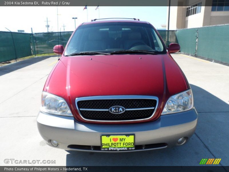 Ruby Red / Gray 2004 Kia Sedona EX