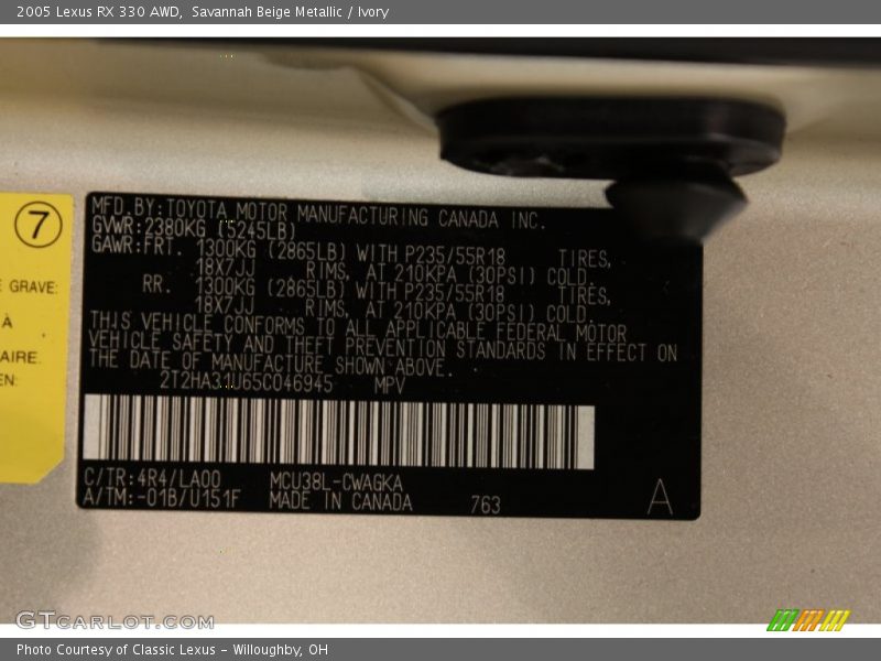 Savannah Beige Metallic / Ivory 2005 Lexus RX 330 AWD