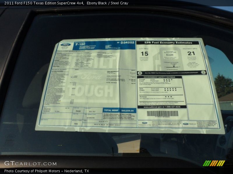 Ebony Black / Steel Gray 2011 Ford F150 Texas Edition SuperCrew 4x4