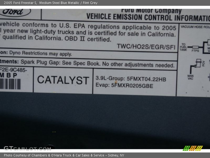 Info Tag of 2005 Freestar S