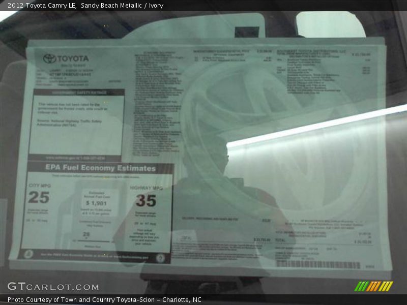 Sandy Beach Metallic / Ivory 2012 Toyota Camry LE