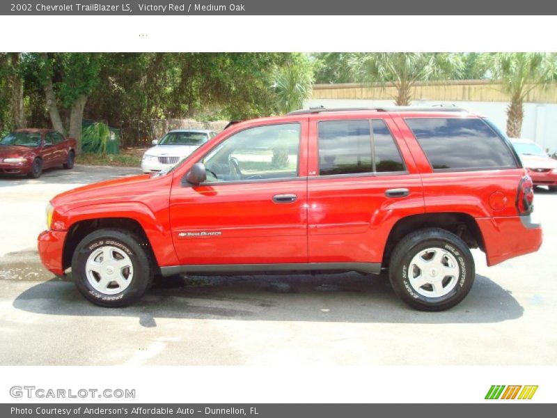 Victory Red / Medium Oak 2002 Chevrolet TrailBlazer LS