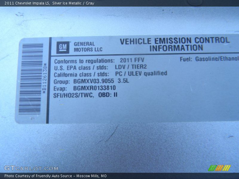 Silver Ice Metallic / Gray 2011 Chevrolet Impala LS