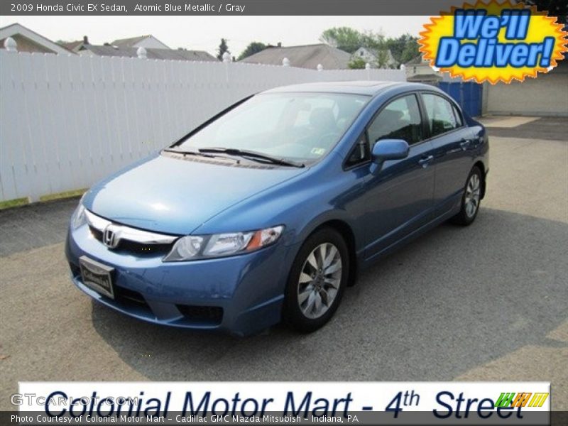 Atomic Blue Metallic / Gray 2009 Honda Civic EX Sedan