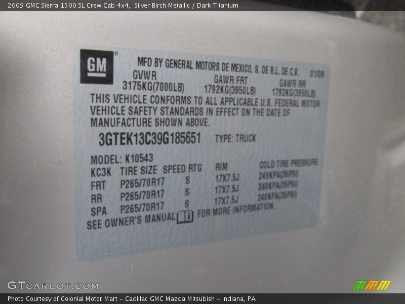Silver Birch Metallic / Dark Titanium 2009 GMC Sierra 1500 SL Crew Cab 4x4