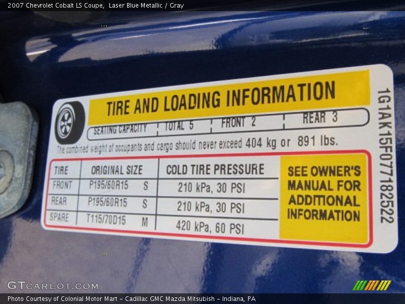 Laser Blue Metallic / Gray 2007 Chevrolet Cobalt LS Coupe