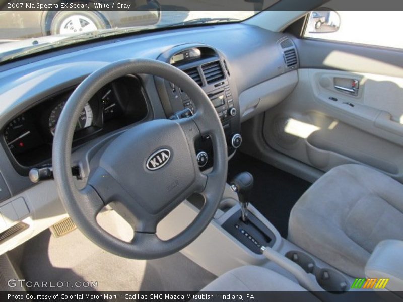 White / Gray 2007 Kia Spectra EX Sedan