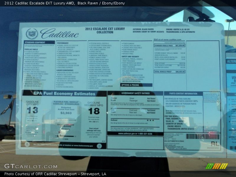  2012 Escalade EXT Luxury AWD Window Sticker