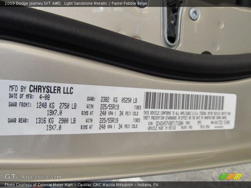 Light Sandstone Metallic / Pastel Pebble Beige 2009 Dodge Journey SXT AWD