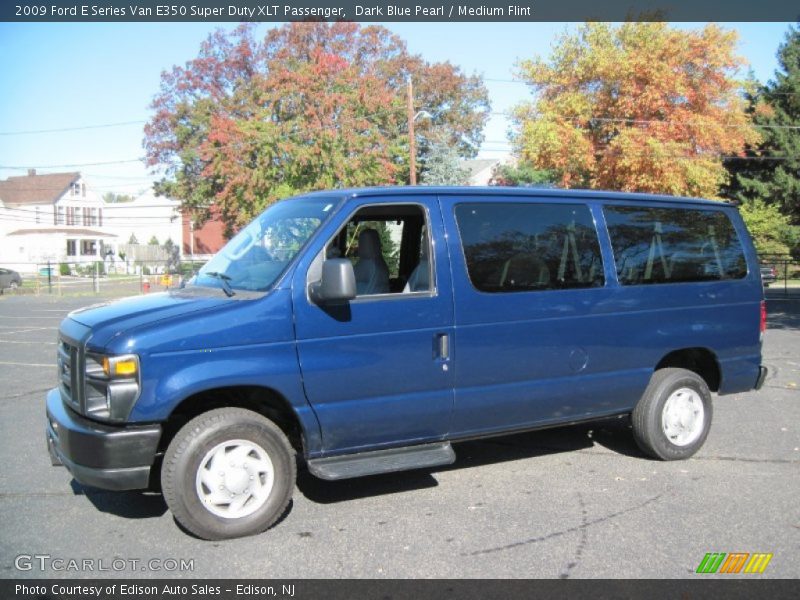 Dark Blue Pearl / Medium Flint 2009 Ford E Series Van E350 Super Duty XLT Passenger