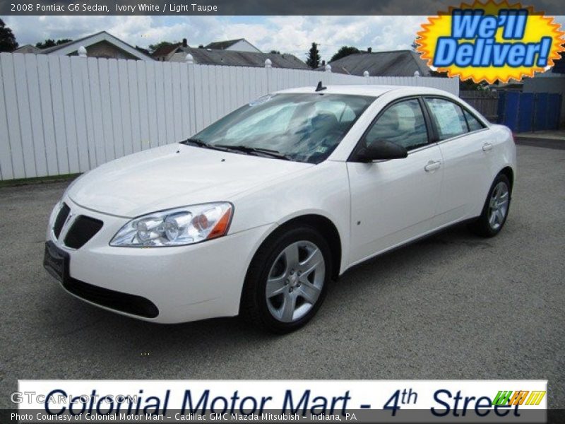 Ivory White / Light Taupe 2008 Pontiac G6 Sedan