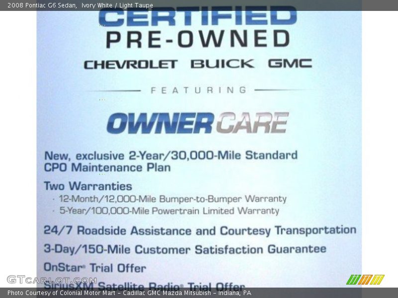 Ivory White / Light Taupe 2008 Pontiac G6 Sedan