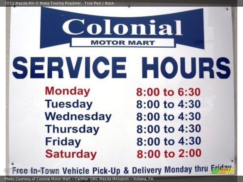 True Red / Black 2011 Mazda MX-5 Miata Touring Roadster