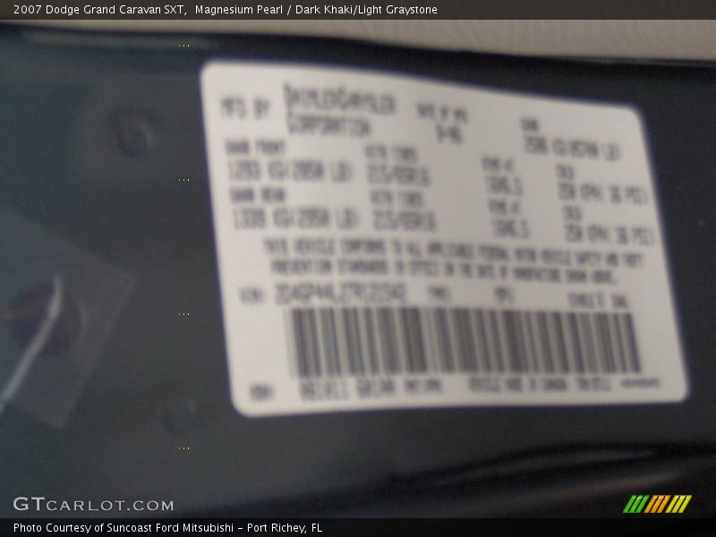 Magnesium Pearl / Dark Khaki/Light Graystone 2007 Dodge Grand Caravan SXT