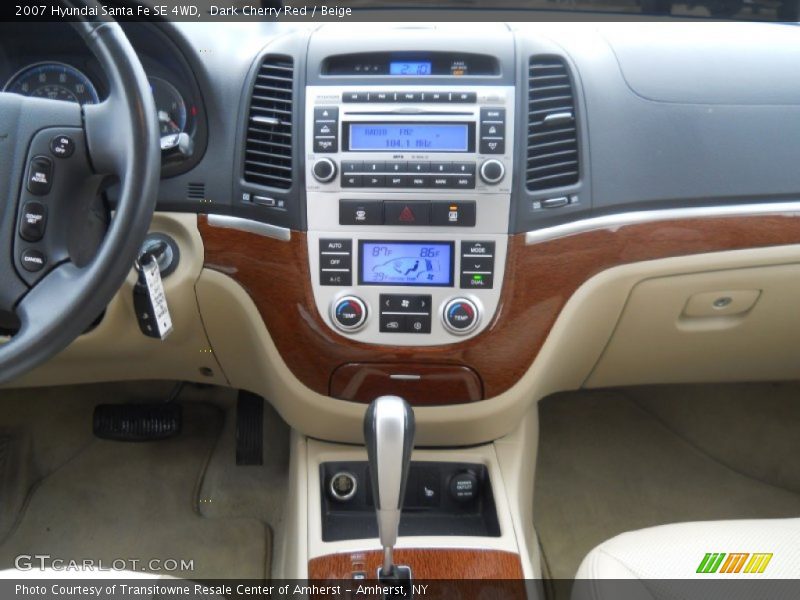 Dark Cherry Red / Beige 2007 Hyundai Santa Fe SE 4WD