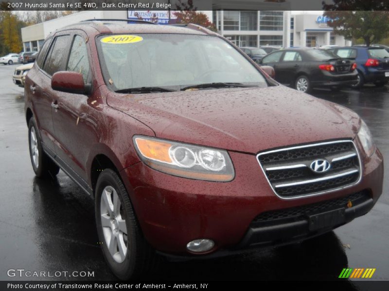 Dark Cherry Red / Beige 2007 Hyundai Santa Fe SE 4WD