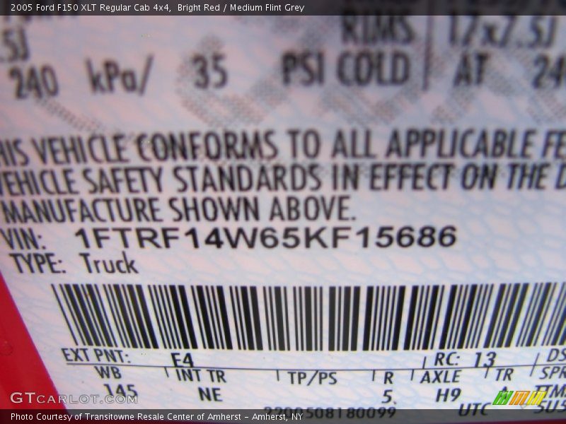 Bright Red / Medium Flint Grey 2005 Ford F150 XLT Regular Cab 4x4