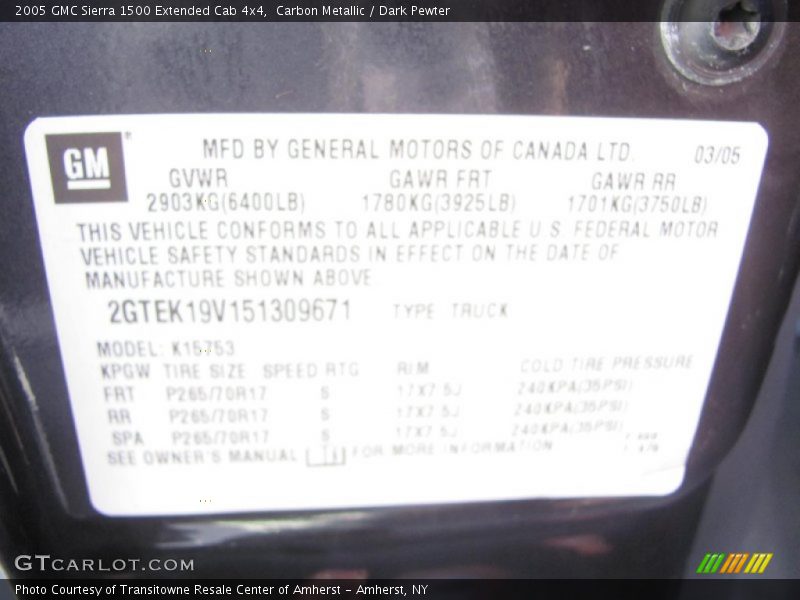 Carbon Metallic / Dark Pewter 2005 GMC Sierra 1500 Extended Cab 4x4