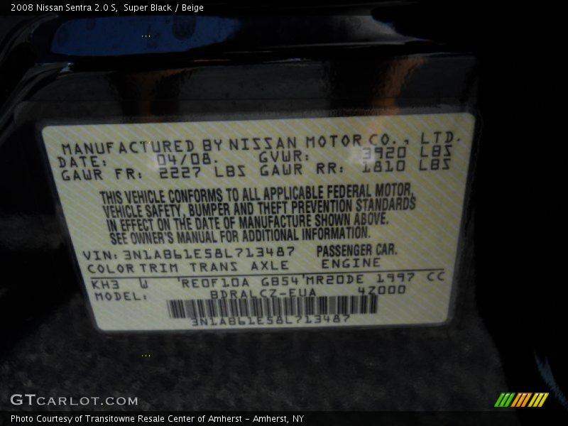 Super Black / Beige 2008 Nissan Sentra 2.0 S