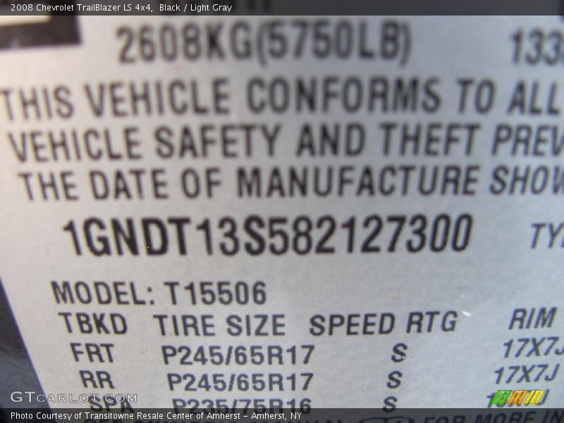 Black / Light Gray 2008 Chevrolet TrailBlazer LS 4x4