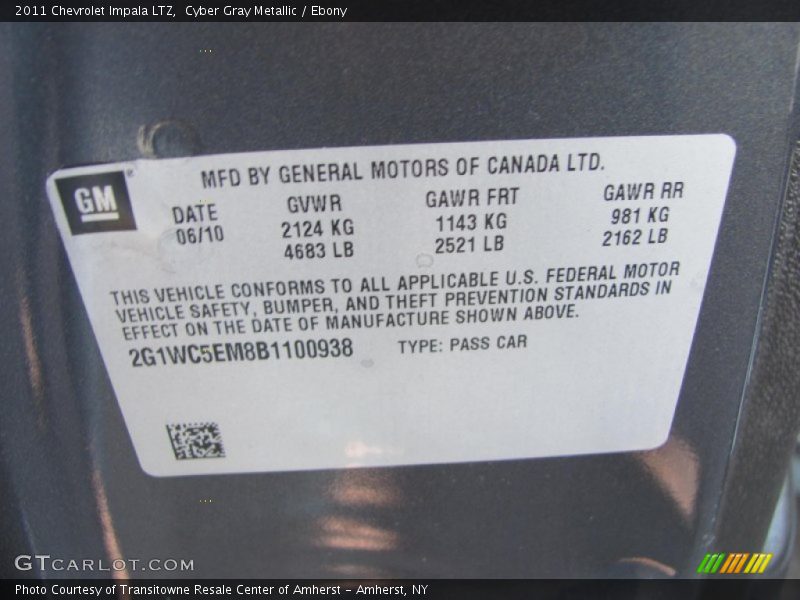 Cyber Gray Metallic / Ebony 2011 Chevrolet Impala LTZ