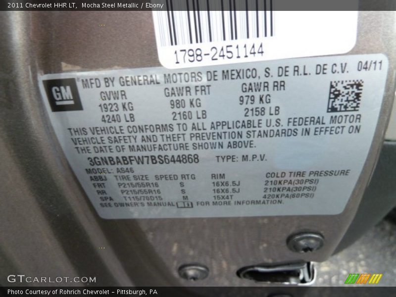 Mocha Steel Metallic / Ebony 2011 Chevrolet HHR LT