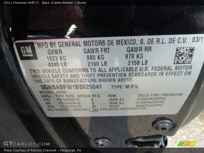 Black Granite Metallic / Ebony 2011 Chevrolet HHR LT