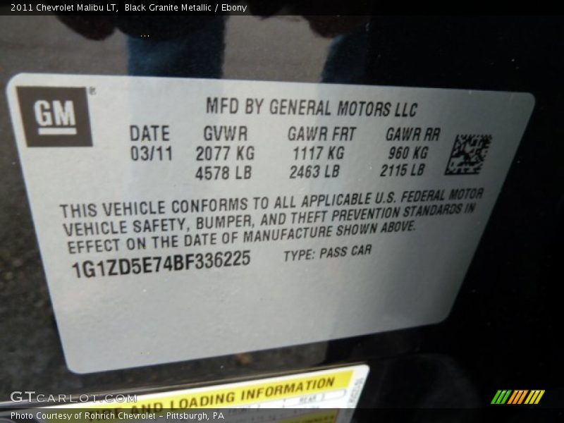 Black Granite Metallic / Ebony 2011 Chevrolet Malibu LT