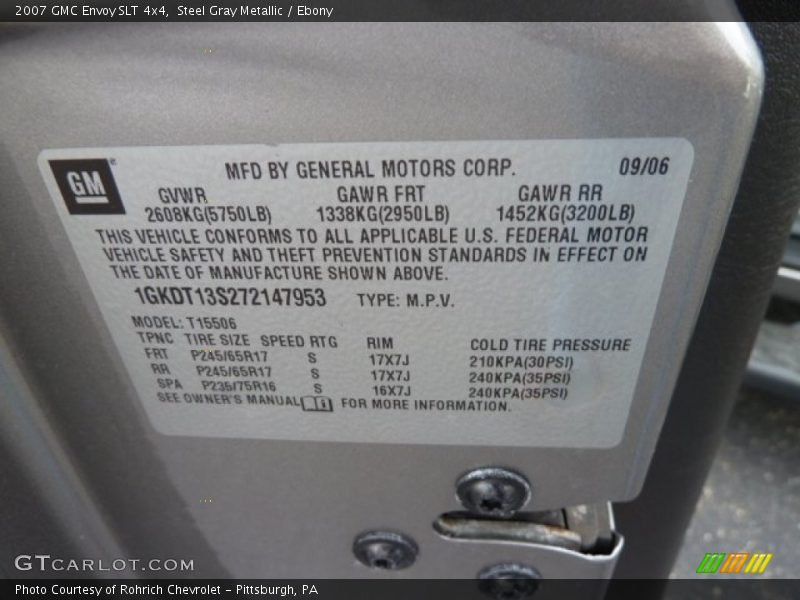 Steel Gray Metallic / Ebony 2007 GMC Envoy SLT 4x4