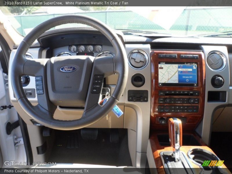 White Platinum Metallic Tri Coat / Tan 2010 Ford F150 Lariat SuperCrew